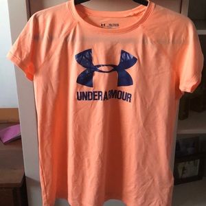 Under Armour Girls' UA Solid Big Logo SS Tee